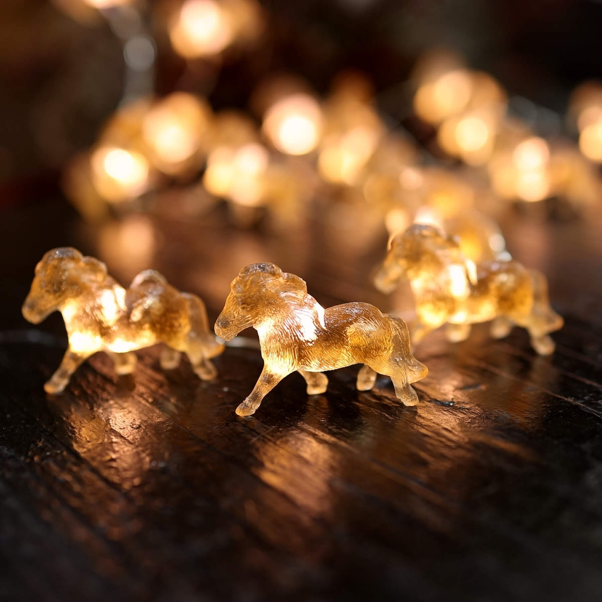Pony string lights for equestrian themed party decor