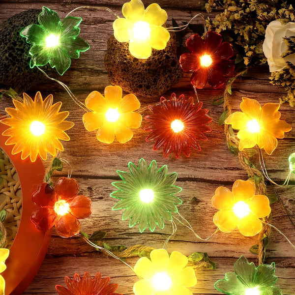Winter flower string lights for mantel and table styling