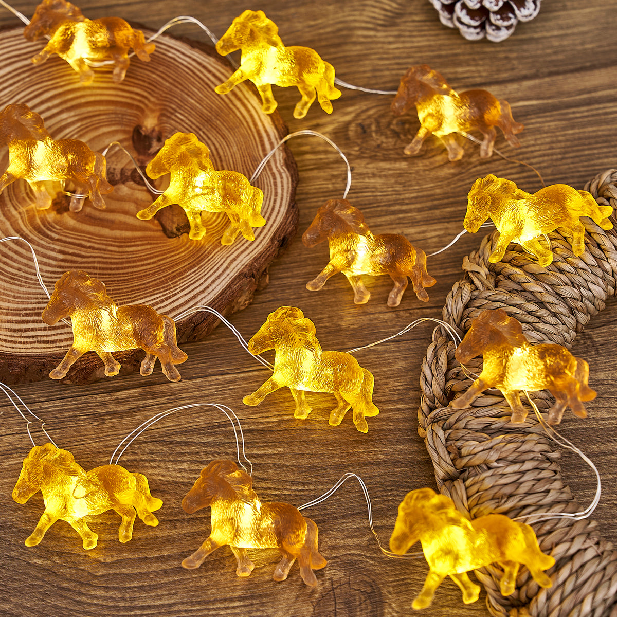 Two-Tone Shetland Pony Fairy Lights – Hand-Sculpted 3D USB String Lights