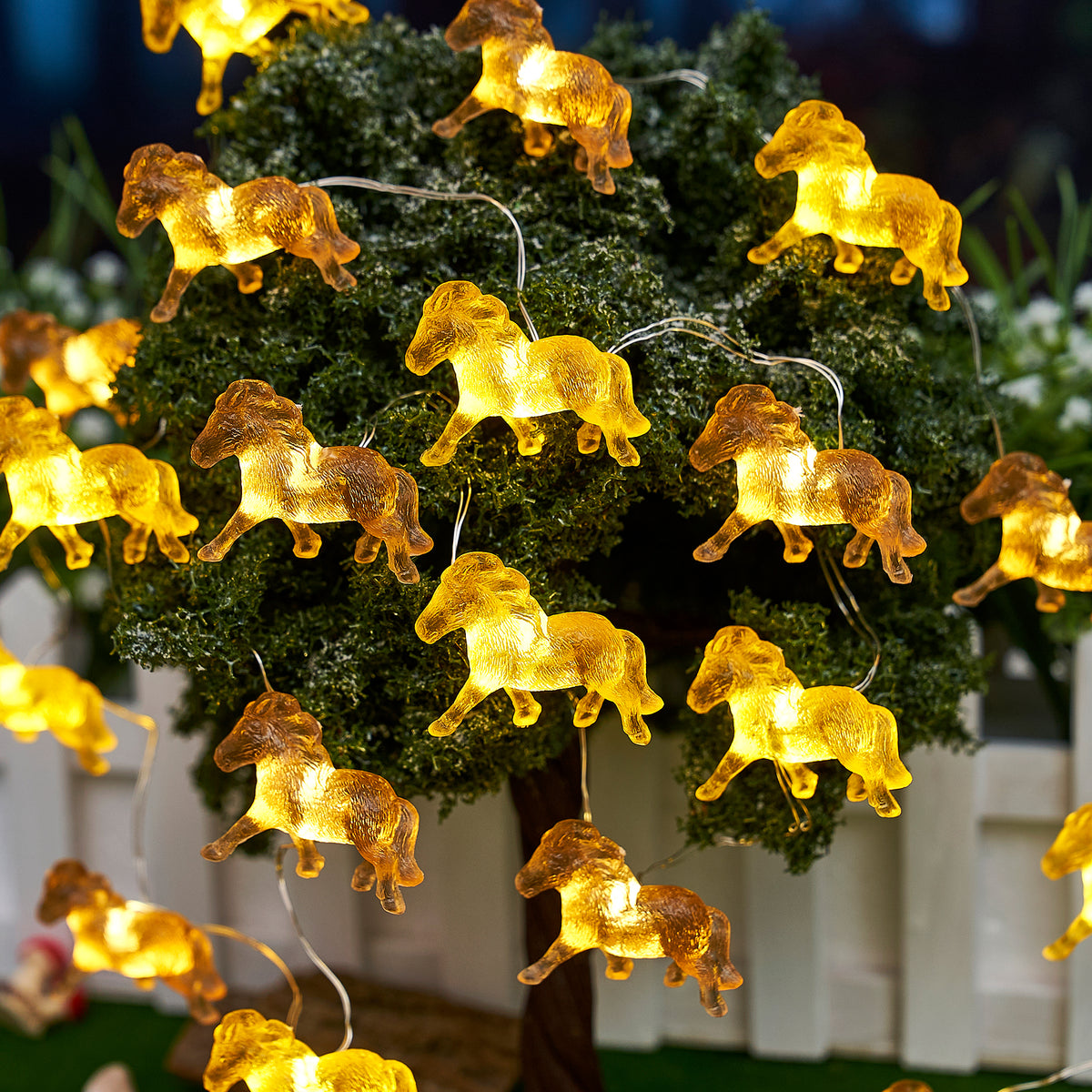 Two-Tone Shetland Pony Fairy Lights – Hand-Sculpted 3D USB String Lights