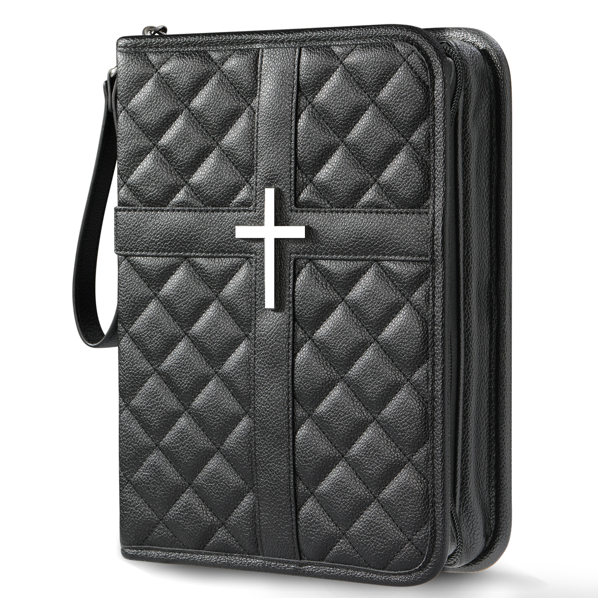 BARTLETT Quilted Bible Cover with Handle, Zipper & Organizer Pockets