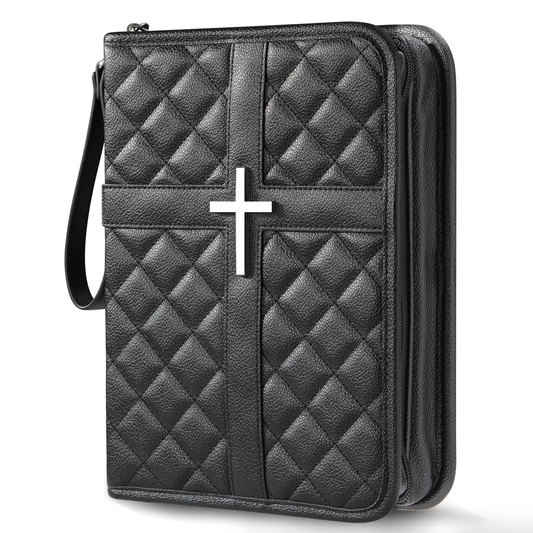BARTLETT Quilted Bible Cover with Handle, Zipper & Organizer Pockets
