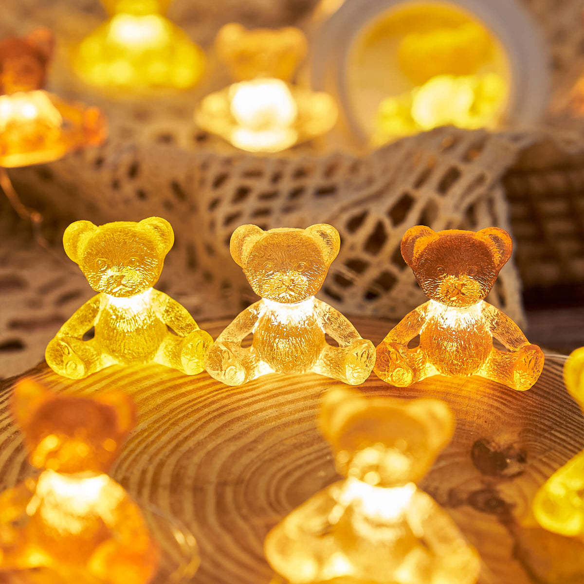 Sitting teddy bear fairy lights for cute bedroom decor