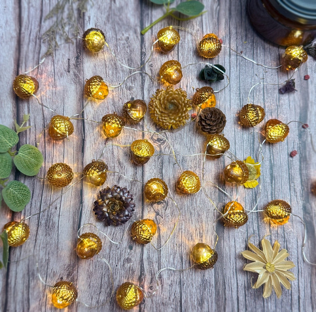 Diamond-Cut Acorn String Lights for Cozy Fall Decor