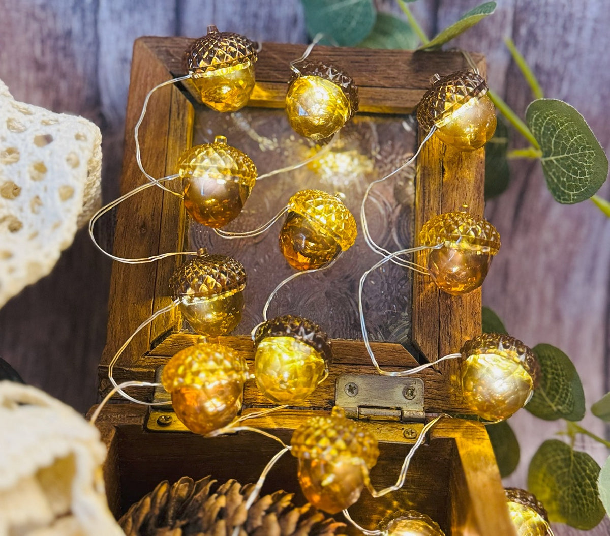 Diamond-Cut Acorn String Lights for Cozy Fall Decor