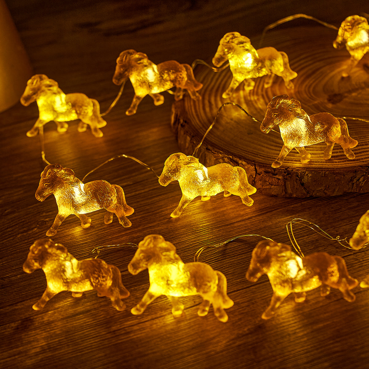 Two-Tone Shetland Pony Fairy Lights – Hand-Sculpted 3D USB String Lights