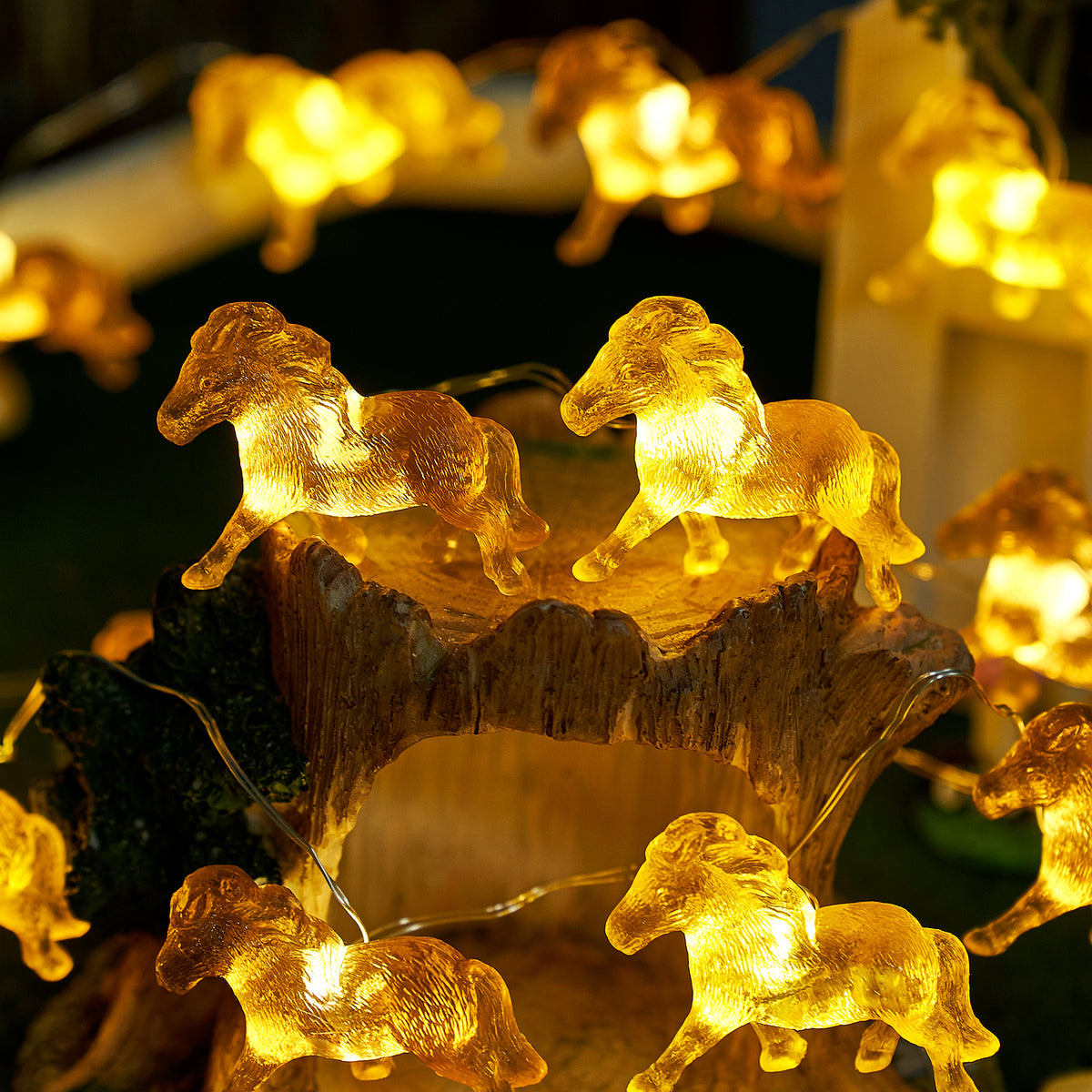 Two-Tone Shetland Pony Fairy Lights – Hand-Sculpted 3D USB String Lights