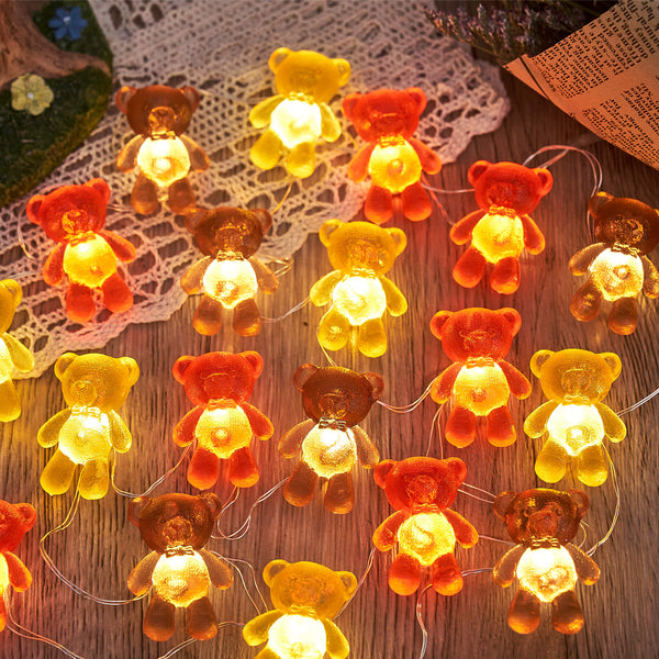 Teddy bear copper wire fairy lights for cozy bedroom decor