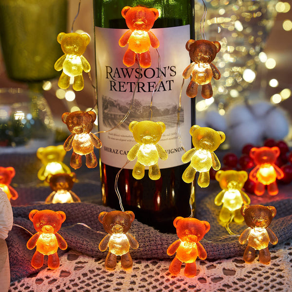 Teddy bear string lights for party table and kids room styling