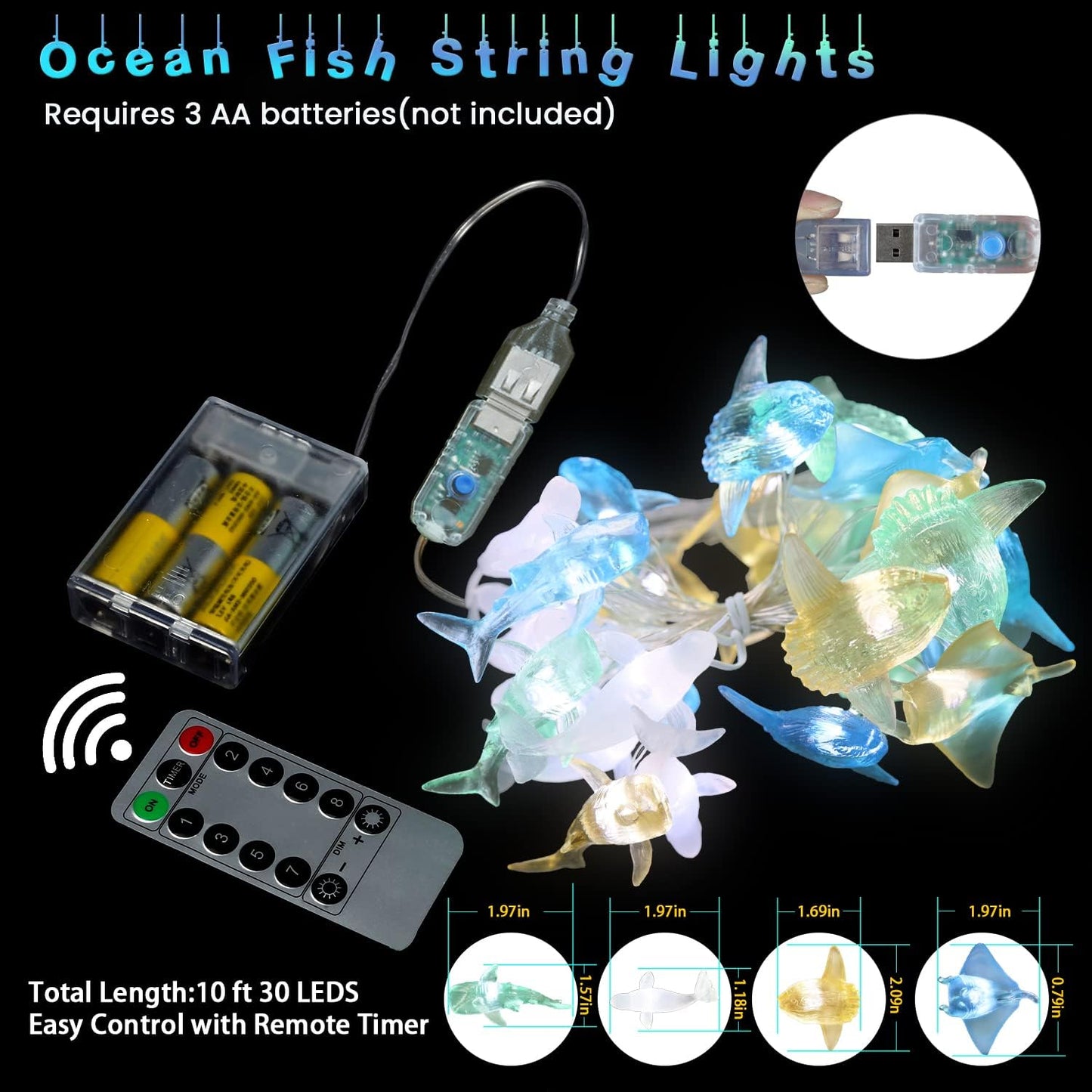 海洋生物モチーフのフェアリーライト（船室装飾用）