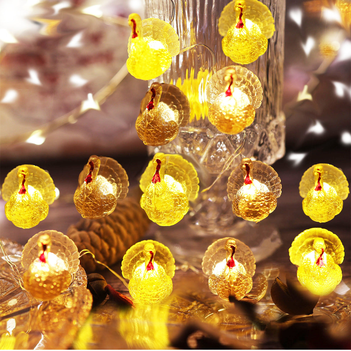 Turkey Fairy String Lights for Thanksgiving Decor