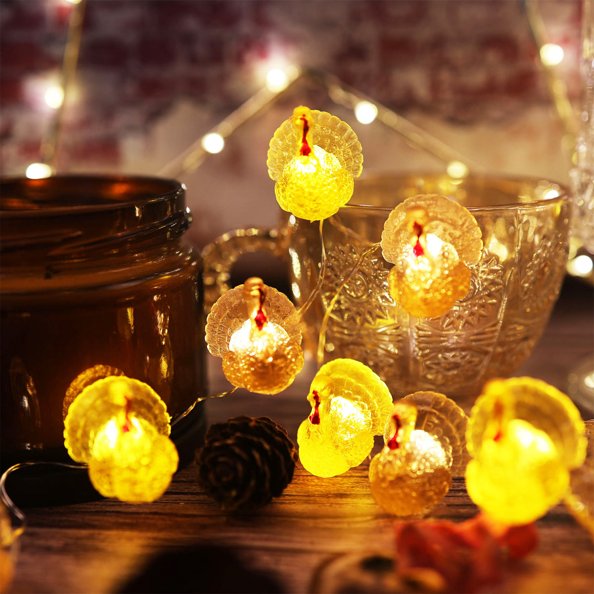 Turkey Fairy String Lights for Thanksgiving Decor