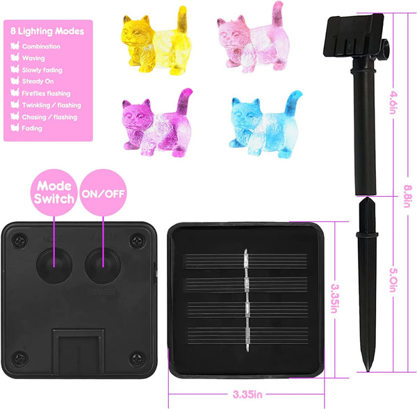 Solar cat string lights option for decorative outdoor styling